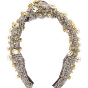Lele Sadoughi Oversized Pearl and Crystal Embellished Tweed Headband